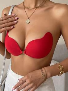 Bra Perekat Mangga dengan Penutup Depan, Bra Push-Up Tanpa Jahitan dan Tak Terlihat dengan Perekat untuk Pakaian Malam Tanpa Punggung - Merah - View 1