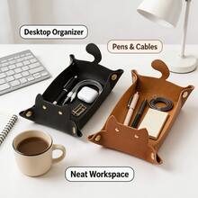 Cat-Shaped Desktop Storage Tray, Office Desk Storage Box, Folding Jewelry, Stationery, Key Storage Tray, Home Desktop Decoration, Suitable For Desktop, Bedroom, Car Storage, And Other Small Items. A Must-Have Cute Storage Tray For Every Household. - Multicolor - View 3