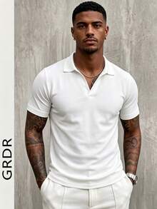 GRDR Men's Summer Polo Short Sleeve T-Shirt, Suitable For Business, Work, Meetings And Negotiations - White - View 4