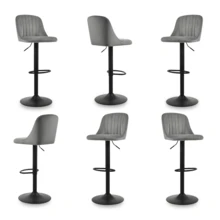 Goeurvant Height Adjustable Bar Stools 360° Swivel Breakfast Bar Chairs With Backrest And Matte Black Metal Base Modern Counter Stools For Living Room And Home Bar Set Of 2/4/6-Light Grey Velvet - Light Grey Velvet - View 9