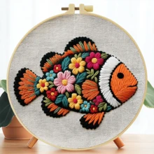 1PC 20*20cm/7.9*7.9in,Flowers And Animals Embroidery Kit, DIY Handmade Embroidery Set For Adult Beginners, Home Gift, Women's Sewing Gift, Including User Manual, Printed Pattern Fabric, Embroidery Frame, Needle And Thread. - Flowers and Animal - View 14
