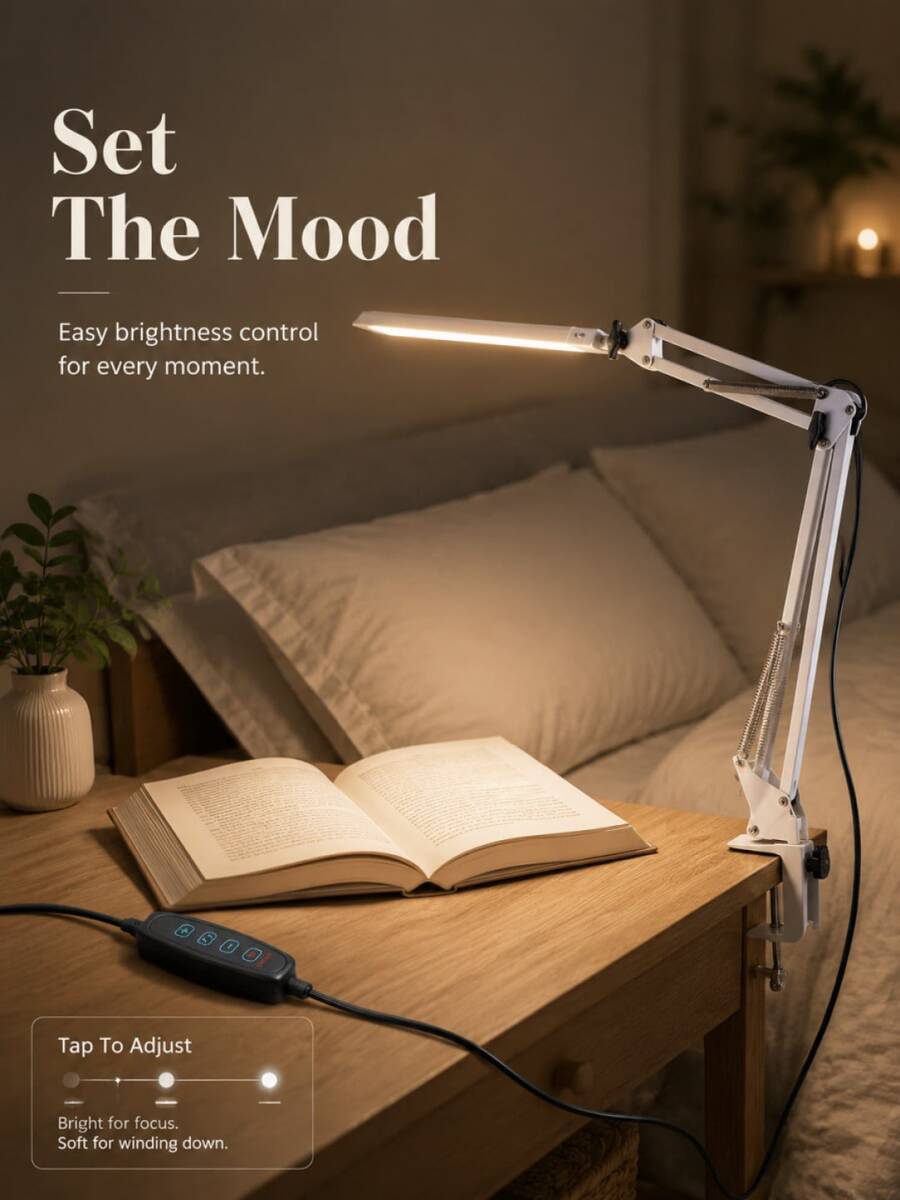 Nordic Iron Swing Arm USB Desk Lamp Dimmable Bedside Light - Minimalist Room Decor For Bedroom Living Room Home Office Study Workspace - one-size - View 1