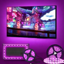 1pc Purple Flexible LED Light Strip, USB Interface, Cuttable DIY, USB Powered, Suitable For TV And Computer Decoration, Ideal For Glowing Parties, Indoor Birthday Parties, Bedroom And Bedside Decoration - Purple - View 1