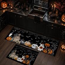 1pc, Ghost Black Cat Tomb Pattern Printed Diatomaceous Earth Kitchen Mat, Absorbent Kitchen Floor Mat, Kitchen Rug, Long Strip Foot Mat, Sink Front Mat, Halloween, Can Be Used As Halloween Gift, Halloween Decoration, Suitable For Kitchen, Bathroom, Entryway, Hallway, Laundry Room And Home Decor - Multicolor - View 2