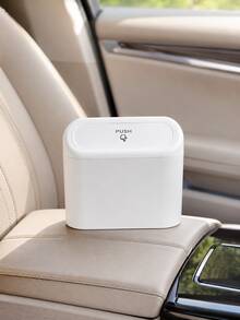 Car Hanging Trash Can, Press Lid Design, Plastic Material, Mini Size, Solid Color, Portable Multi-Function Storage Bin, Car Door Side Hanging Storage Box, Car Interior Accessory - A - View 11