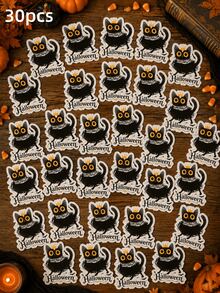 Custom Halloween Stickers Personalized Black Cat Party Favor Labels Spooky Cute Kitten Decals For Cups Treat Boxes Candy Jars Envelope Seals Decor - Multicolor 2 - View 10