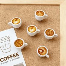 15/20pcs Coffee Latte Art Cup Push Pins, Creative Decorative Thumb Tacks For Cork Board, Photos, Wall Maps And School Supplies (Random Style) - Multi-color - View 6