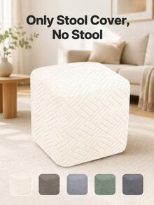 1pc Solid Color Nordic Style Ottoman Stool Cover, Jacquard Full Coverage Footstool Cover, Washable And Removable Footrest Seat Cover, Suitable For Living Room, Hotel, Sofa, Single Sofa Chair - Multicolor - View 11