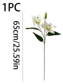 8/4/1件裝人造百合花附花苞，適用婚禮裝飾、居家裝飾、房間佈置、桌面裝飾、花瓶、客廳、餐桌、臥室、電視櫃，提升居家氛圍，派對裝飾，攝影道具，免維護 - 彩色 - 查看 8