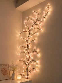 1pc Cherry Blossom Branch LED String Lights, USB Powered, 8 Flashing Modes, Soft And Bendable, Suitable For Indoor/Outdoor Spring/Summer Decoration, Living Room, Bedroom, Wall, Wedding, Party, Valentine's Day, Birthday And Graduation Gift - Warm white light - View 7