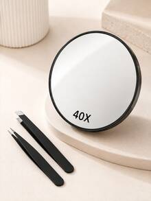 10x/15x/40x Magnifying Mirror With Tweezers And Suction Cup, High Magnification Makeup Mirror, Portable Mini Beauty Mirror, Pore Cleaning Tool Set, Bathroom Desktop Travel Essential Clear Vanity Mirror, Back To School Supplies - Multicolor - View 13