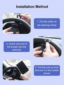 Universal Car Steering Wheel Phone Holder, Adjustable Elastic Clip Phone Mount With Soft Silicone Anti-Slip Pad, ABS Sturdy Bracket, Suitable For 4-6 Inch Smartphones GPS Navigation - A - View 9