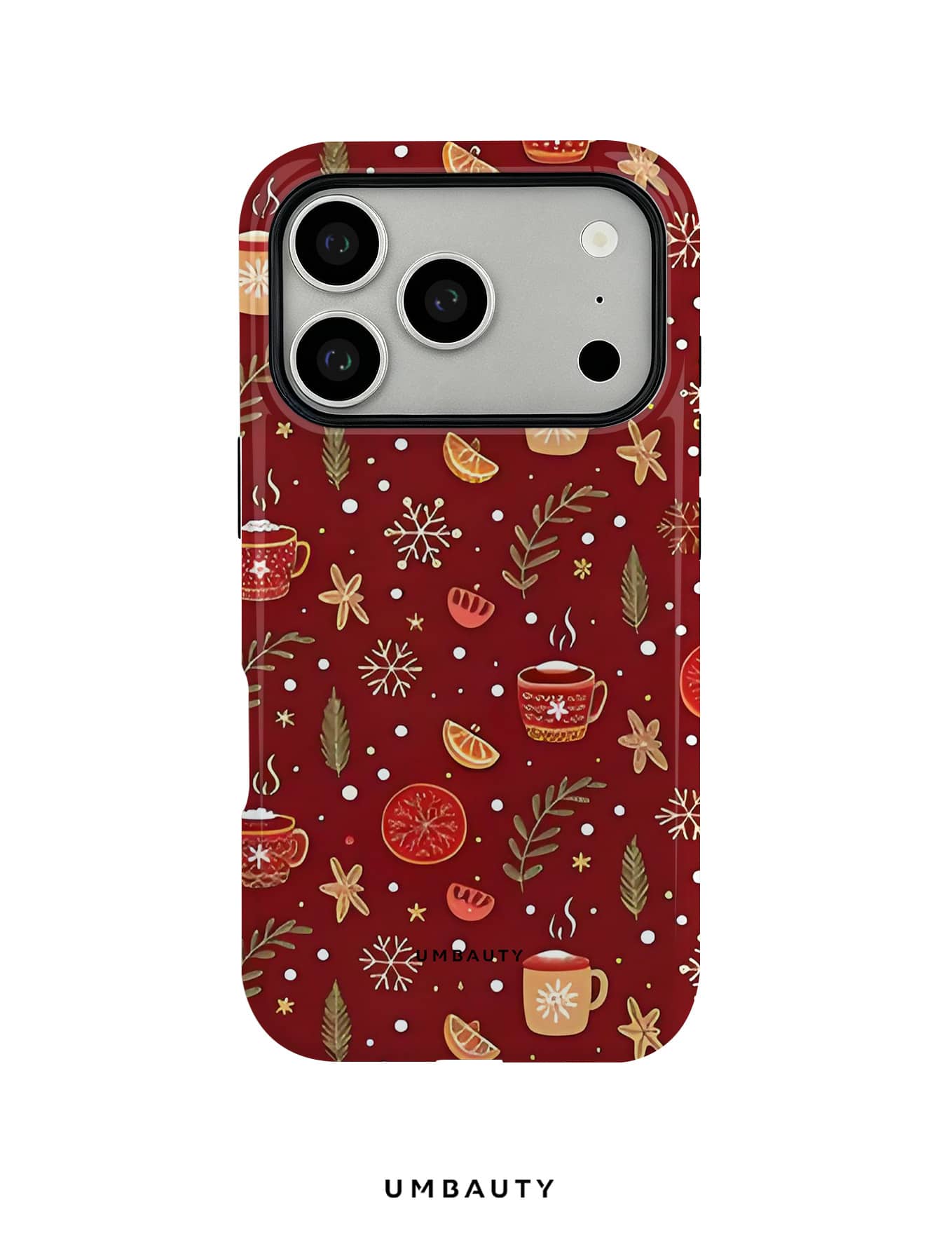 UMBAUTY 1件時尚手機殼,深酒紅背景搭配冬季暖飲圖案設計,適用於 Phone 17 Pro Max、16 Pro Max、15 Pro Max、14 Pro Max、11/12/13/14/15/16/18 Pro/Pro Max/Plus。這款高端、時尚且有趣的手機殼適合男女使用,是復活節、春季、婚禮季和生日送給女友的理想禮物 - 彩色 - 查看 1