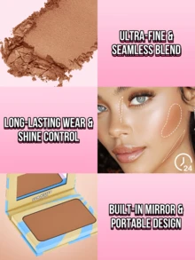 MISSLYN 2pcs Kiss My Face Blush & Sun-Kissed Glow Contour Powder Set, Silky Blendable, Natural Luminous Finish, Face Palette Blush/Contour, Daily/Party/Summer, Pure Girl/Soft Makeup/Sun-Kissed, Blush & Contour Powder Set - #06+#01 - View 7