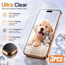 3PCS 9H Tempered Glass Screen Protector For IPhone 17/16 Pro Max/16 Pro/16 Plus/16/15 Pro Max/15 Pro/15 Plus/15/14 Pro Max/14 Pro/14 Plus/14/13 Pro Max/13/12 Pro Max/12/11 Pro Max/11/XR/XS Max/XS, Ultra Clear HD Glass, Full Screen Coverage, Anti-Fingerprint, Scratch Resistant, Bubble-Free Installation, Smooth Touch, Slim Case Compatible Fit - Clear - View 9