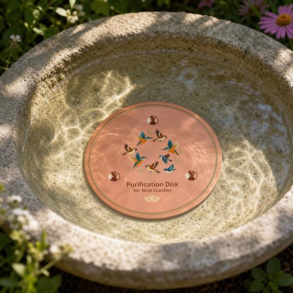 1PC Flying Bird Surrounded Garden Bird Bath Water Purification Tray, Outdoor Round Water Basin Purification Device, Colorful Bird Pattern Water Feature Decoration, Backyard Bird Drinking Area Arrangement Supplies, Suitable For Gardening Enthusiasts Yard Decoration, Housewarming Gift For Friends And Family, Christmas Holiday Gift, Outdoor And Garden Supplies, Garden Decoration