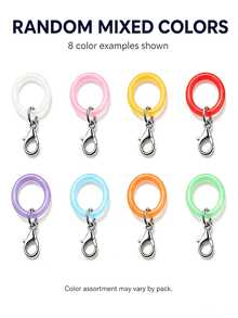 Mixed Color Jelly Silicone Ring Lobster Clasp, Macaron Color Keychain Bag Charm Umbrella Chain Connector, Random Color - A - View 7