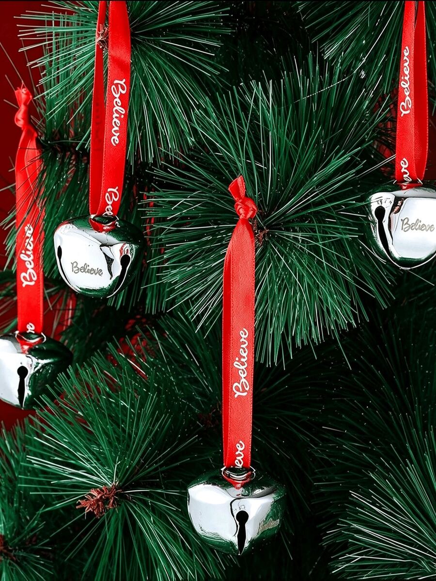 10 buah Lonceng Kereta Luncur Natal dengan Pita Merah, Dekorasi Lonceng Logam Mini 3,81 cm, Cocok untuk Dekorasi Pohon Natal, Sempurna untuk Pernikahan, Pesta Bayi, Dekorasi DIY Pesta Liburan