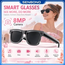 SENBONO 2026 New 8PM Camera Smart Glasses Video, Audio Recording, Capture Even Offline And Sync To App Later, AI Voice Assistant, Travel Cycling,Perfect For First-Person Life Recording, Suitable Halloween And Christmas Gifts - View 1