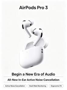 AirPods Pro (3rd Generation) Compatible With IPhone/IPad/Mac Apple Bluetooth Earbuds, With USB-C MagSafe Charging Case, Active Noise Cancellation + Adaptive EQ, Supports Wireless Charging - View 2