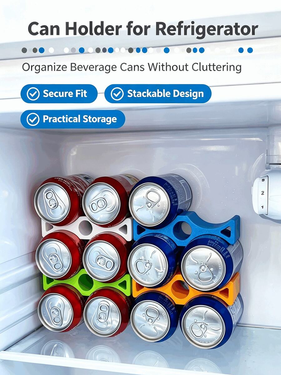 Stackable Soda Can Organizer Rack, Non-Slip Beverage Can Storage Rack, Space-Saving Beverage Can Dispenser, Suitable For Refrigerator, Kitchen Cabinet And Pantry - Multicolor - View 1