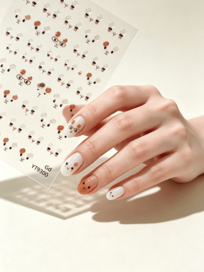 1 Hoja de Pegatinas de Uñas 5D Jelly con Caras de Dibujos Animados Lindos, Calcomanías de Uñas Autoadhesivas Estilo Coreano, Decoraciones de Arte de Uñas con Personajes Lindos y Divertidos para Manicura