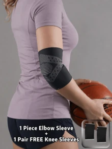 VBOSI 1pc Elbow Sleeve + 1 Pair Free Knee Sleeves, Knitted Sports Support Sleeve, Suitable For Fitness, Running, Basketball, Volleyball, Cycling And Daily Exercise, Unisex - Multicolor - View 22