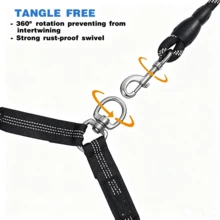 1pc 360° Rotating Anti-Tangle Dual Dog Training Leash, Comfortable Shock-Absorbing Reflective Elastic Rope, Easy Walking 2 Dogs, Halloween, Christmas - Multicolor - View 9