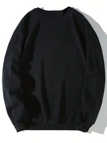 Men's Spring/Autumn Casual Daily Commute Minimalist Versatile Fitted Crew Neck Sweatshirt - Black - View 4