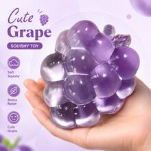 Tachimi 1pc Cute Grape Bunch Squishy Slow Rebound Stress Relief Toy, Realistic Fruit Model, Bedroom Living Room Daily Decor, Random Shipment - Multicolor - View 3