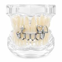 1 Set Personalized Cute Four-Pointed Star & Hollow Heart Zirconia Fashion Dental Decor Combination Set, Party Daily Funny Photo Props, Holiday Gift - Multicolor - View 4