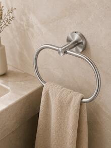 1 Pc Oval Stainless Steel Towel Ring, Screw Mounted Hand Towel Holder With 180° Pivoting Design, Sturdy Strong Support, Waterproof Rust-Resistant Wall Mounted Towel Hanger, Black Silver Gold Options For Bathroom, Vanity, Powder Room, Bathroom Refresh - View 10