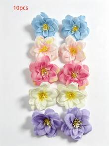 10件/組可愛時尚波希米亞風夏威夷花卉髮夾，適合海灘使用，海灘配件，女性髮飾，女性禮物，抓夾，髮夾 - 彩色 - 查看 3