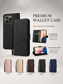 VOUVI Premium Vintage Card Holder Phone Case, Compatible With IPhone 18 17 16 15 14 13 12 11 Pro Max, Luxury PU Leather Wallet Case, Compatible With 16 15 14 Plus - Black - View 2