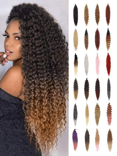 22" ​Deep Wave Crochet Hair Extensions Braiding Hair Brown Grey Purple Red Multicolor Synthetic Heat Resistant Hair For Braiding Micro Faux Braiding Hair For Woven Bohemian Braids For Women Used Daily Party Cosplay Holiday Christmas And New Year