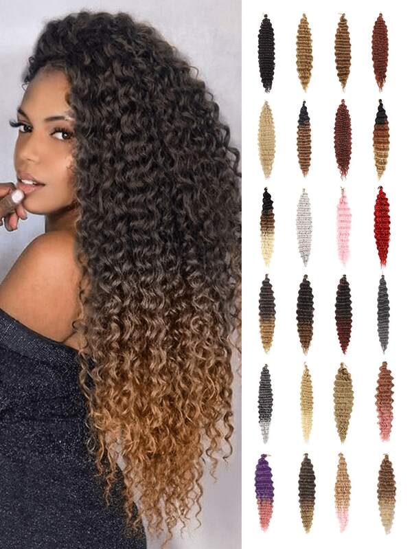 22" ​Deep Wave Crochet Hair Extensions Braiding Hair Brown Grey Purple Red Multicolor Synthetic Heat Resistant Hair For Braiding Micro Faux Braiding Hair For Woven Bohemian Braids For Women Used Daily Party Cosplay Holiday Christmas And New Year