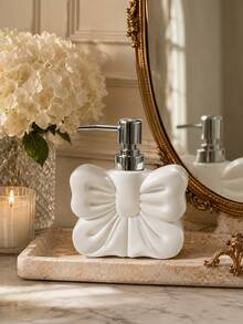 1pc Bowknot Soap Dispenser, Cute Sweet Style Refillable Lotion Pump Bottle, Ribbon Shaped Hand Soap Dispenser, Bathroom Sink Countertop Decor, Suitable For Sink, Kitchen, Apartment, Dorm - Multicolor - View 5