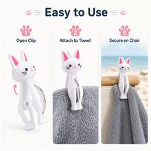 4pcs Cute Cat Beach Towel Clips, Heavy Duty Windproof Clips, Suitable For Beach Chairs, Pool, Cruise, Blanket, Laundry And Travel, Strong Spring Plastic Clips, Cat Lover Gift, Independence Day Gift, Poolside Seaside, Patio Essentials - Multicolor - View 2