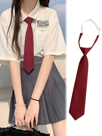 Adjustable Elastic Burgundy Necktie, Fashion Versatile, Minimalist Casual, Suitable For Academic Style, JK Uniform, Professional Shirts, Unisex, Suitable For School Uniforms. Also Ideal For Men's Business Occasions.
