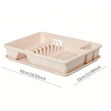 1‑Piece Dish Rack, For Divided Storage Of Bowls, Plates, Chopsticks And Spoons. Comes With A Water‑Drip Tray For Quick Water Draining. Stable Placement And Neat Storage. - Random Color - View 8