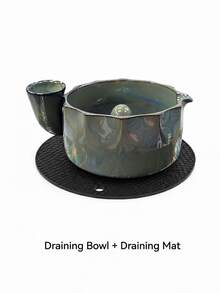 1/2pcs The Berry Swirl Ceramic Fruit Washing Bowl, Vortex Water Flow Side Inlet Design, Multi-Functional Strawberry, Blueberry And Small Fruit Colander, Quick Drainage Kitchen Strainer, Durable Ceramic Berry Washing Bowl, Suitable For Daily Home Food Preparation - Celadon Drain Bowl - View 18