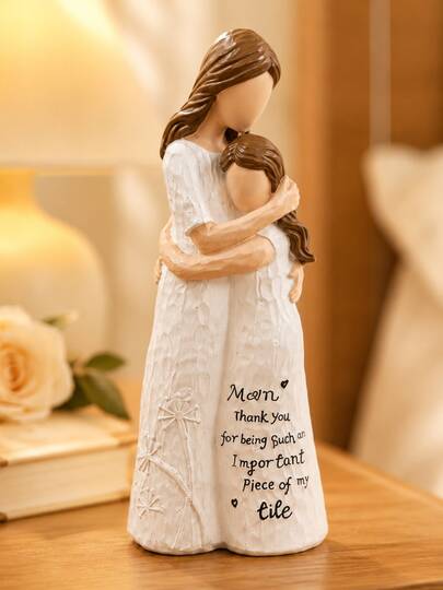 1pc Resin Mother Daughter Hug Figurine, Loving Mom And Daughter Statue, Family Love Sculpture, Mother's Day Gift For Mom, Birthday Gift, Home Decor, Shelf Decor, Living Room Bedroom Tabletop Ornament, Desk Decor, Sentimental Keepsake For Women
