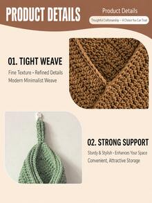 1pc Handmade Jute Wall-Mounted Fruit & Vegetable Storage Basket, Macrame Design With Mesh Structure - Multicolor - View 4