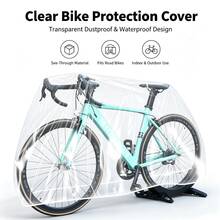 2pcs Road Bike Dedicated Protection, High Transparency Material Without Obscuring Aesthetics, Elastic Cuff Quick Wear, Compatible With Road Bike, Mountain Bike And Other Multiple Models, Portable Disposable Transparent Bicycle Cover, Mountain Road Bicycle Dustproof Waterproof Sunproof Rainproof Cover, Electric Bike Cover, Durable Bicycle Protection Cover, Sunshade - Clear - View 2