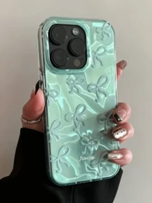 可愛時尚極光雷射全螢幕藍星蝴蝶結蕾絲吊飾手機殼，適用於 iPhone 18 Pro Max 17 Pro Max 17 Pro 12 13 16 15 14 Pro Max 14 15 16 Plus 11 16 15 13，不對稱水波紋設計，齋月禮物 - 綠色 - 查看 5