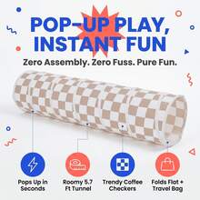 Kids Play Tunnel Toys For Toddlers: Pop Up Tunnel Tent For Baby, Children Crawl Indoor - Collapsible Sensory Gift For Activity - Lightweight Pet Tunnel For Dogs, Puppy - Brown - View 3