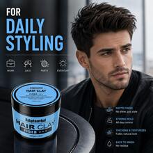 Adglamful Men's Styling Clay, Natural Fresh Scent Matte Hair Wax 120g, Suitable For Creating Voluminous, Dry Styling, Long-Lasting Hold, Lightweight And Non-Sticky, Creating Natural Texture Effect Matte Hair Wax - Mud - View 6