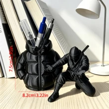 2-Piece 3D Printed Creative Desktop Storage Combination, Cool And Down Jacket Shaped Pen Holder For Office Desktop, Handicraft Ornament Stationery Storage Stand, A Must-Have Gift Item - Multicolor - View 7