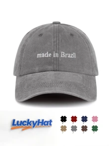 1pc Unisex Vintage Washed Baseball Cap - "Made In Brazil" Personalized Embroidery - Multiple Vintage Colors Available - Soft Texture Adjustable Dad Hat Confident Style Social Gift - Made In Brazil - View 15