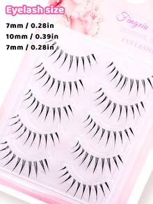 5 Pairs A-Type False Eyelashes, Japanese And Korean Delicate Style, Tapered Long Design Naturally Enhances Eye Shape, Creates 3D Big Eye Makeup Effect, Soft And Lightweight Fiber Bundles For Comfortable Fit, Easy And Quick DIY Application, Saves Makeup Time, Suitable For Beginners, Reusable, Ideal For Commute, Date, Travel, Party And Holiday Makeup, Perfect Gift For Best Friend And Girlfriend - Black - View 5